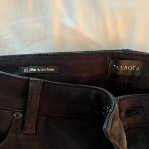 Talbots Slim Ankle-Length Jeans, Black, Size 12